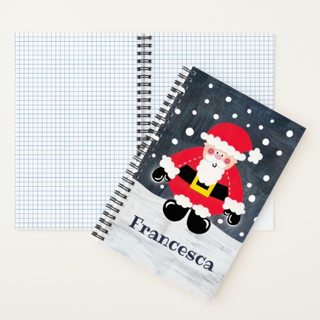 Personalized Cute Father Christmas Santa Claus Notebook (Inside)
