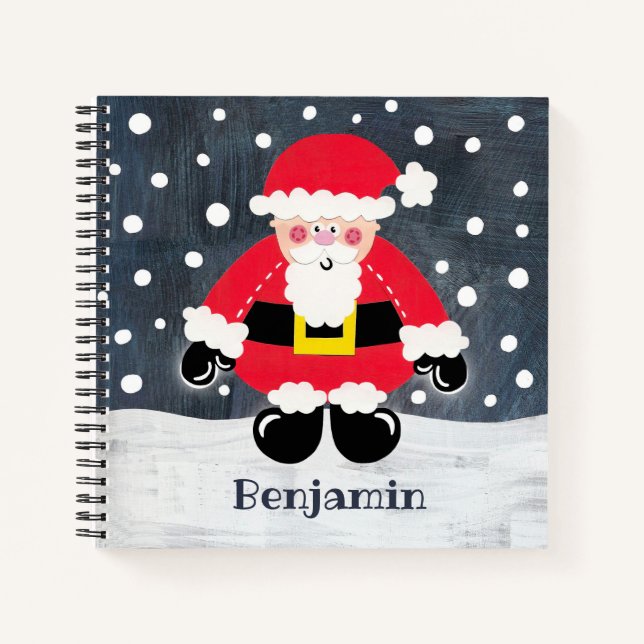 Personalized Cute Father Christmas Santa Claus Notebook (Front)