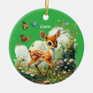 Personalized Cute Fawn Ceramic Ornament