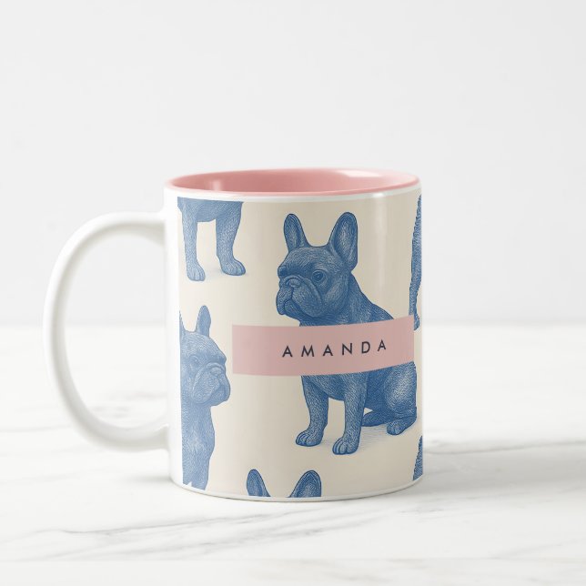 Personalized Cute French Bulldog Two-Tone Coffee Mug (Left)