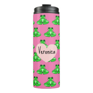 Personalized Cute Frog Name in Heart Thermal Tumbler