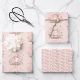 Personalized Cute Ghost Birthday Wrapping Paper Sheet