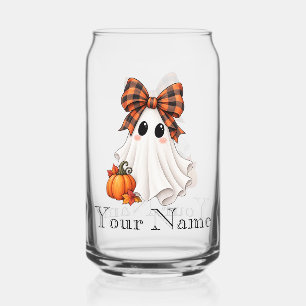 Personalized Cute Girl Ghost Halloween Can Glass