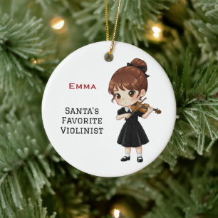 Personalized Cute Girl Playing Violin  Ceramic Ornament