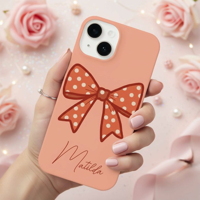 Personalized Cute girly gingham bow ribbon  iPhone Case (Creator Uploaded)