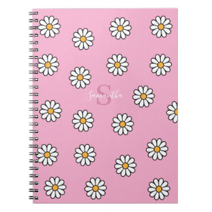 Personalized Cute girly white daisy floral Notebook