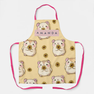 Personalized Cute Hamster & Yellow Flower Pattern Apron