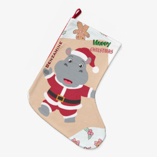 Personalized Cute Hippo Santa Christmas Stocking