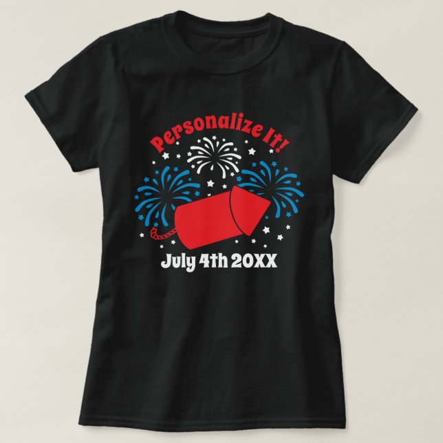 PERSONALIZED Cute July 4th Fireworks T-Shirt (Design Front)