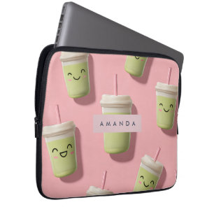 Personalized Cute Kawaii Pastel Smoothie Matcha Laptop Sleeve