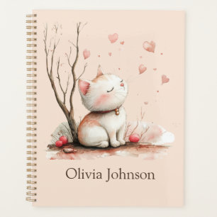 Personalized Cute Kitten with Hearts Planner