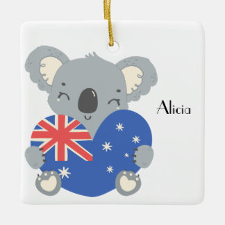 Personalized Cute Koala Australian Christmas Ceramic Ornament