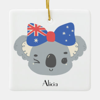 Personalized Cute Koala Australian Christmas Ceramic Ornament