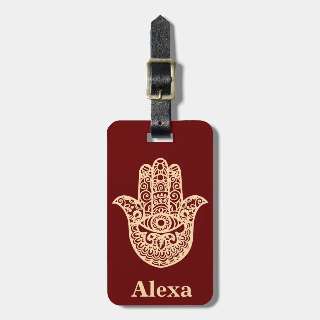 Personalized Cute lucky hamsa hand Luggage Tag (Front Vertical)