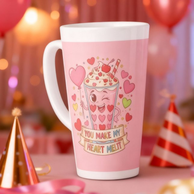 Personalized Cute Milkshake Valentine Latte Mug (Creator Uploaded)
