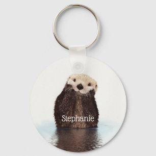 Personalized Cute Otter in Water Key Ring