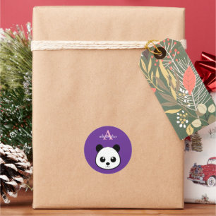 Personalized Cute Panda Bear Monogram Sticker 