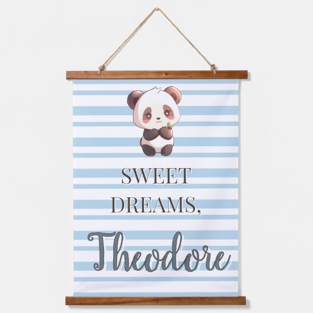 Personalized Cute Panda Sweet Dreams Hanging Tapestry (Front)