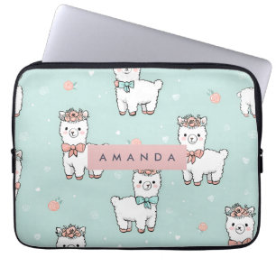 Personalized Cute Pastel Alpaca Pattern Laptop Sleeve