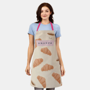 Personalized Cute Pastel Croissant Coffee Apron