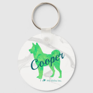 Personalized Cute Pastel Green Shiba Inu - Dog Key Ring