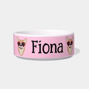 Personalized Cute Pembroke Welsh Corgi Pink  Bowl