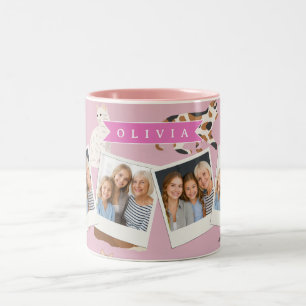 Personalized Cute Pink Cat Pattern Gift Cat Lover Two-Tone Coffee Mug