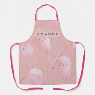 Personalized Cute Pink Cotton Candy Pattern Apron