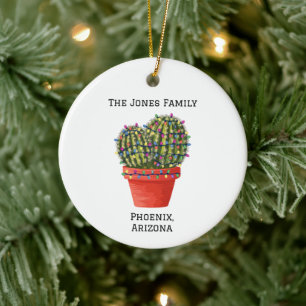 Personalized Cute Potted Cactus  Ceramic Ornament