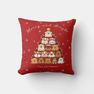 Personalized cute puppies Christmas tree dog lover Cushion