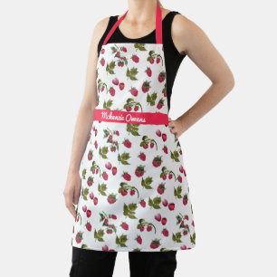 Personalized Cute Raspberry Pattern Ladies' Apron