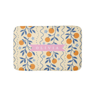 Personalized cute retro citrus folk pattern bath mat