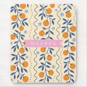 Personalized cute retro citrus folk pattern mouse pad