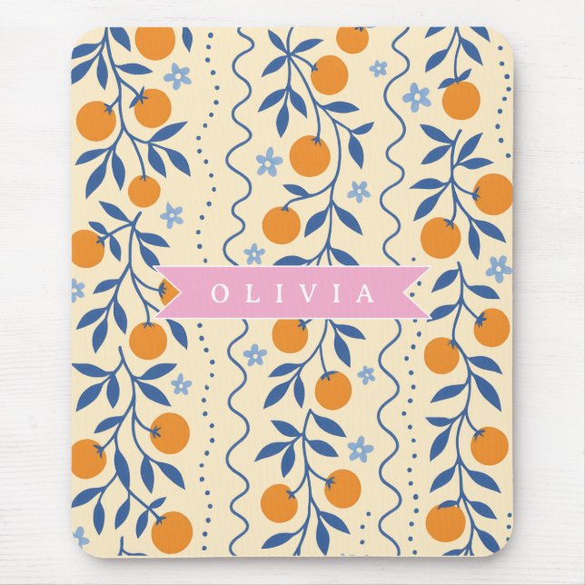 Personalized cute retro citrus folk pattern mouse pad (Front)
