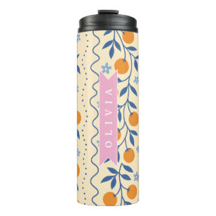 Personalized cute retro citrus folk pattern thermal tumbler
