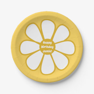Personalized Cute Retro Daisy Flower Paper Plate