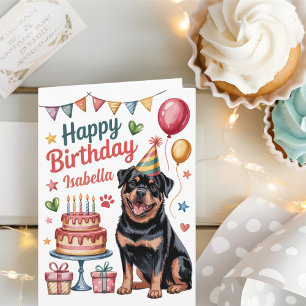 Personalized Cute Rottweiler Birthday Card