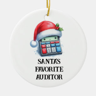 Personalized Cute Santa's Favorite Auditor Ceramic Ornament