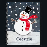 Personalized Cute Snowman Christmas Notebook<br><div class="desc">This Snowman Christmas snow scene is printed from a collage designed by Helen McCartney Designs.</div>