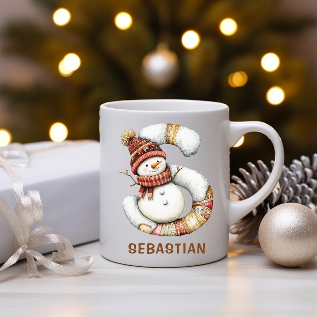 Personalized Cute Snowman Monogram S Christmas Coffee Mug (Personalized Cute Snowman Monogram S Christmas Coffee Mug)