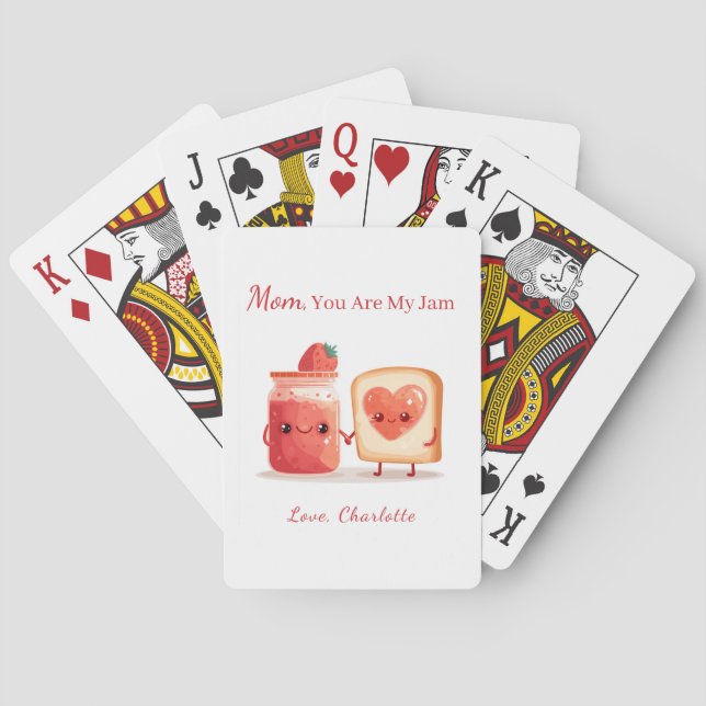 Personalized Cute Strawberry Jam Mothers Day Gift Playing Cards (Back)