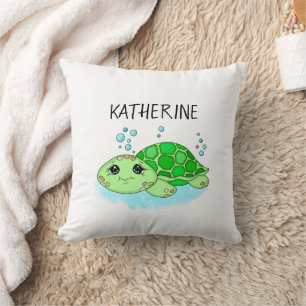 Personalized Cute Turtle Cartoon Name  Cushion