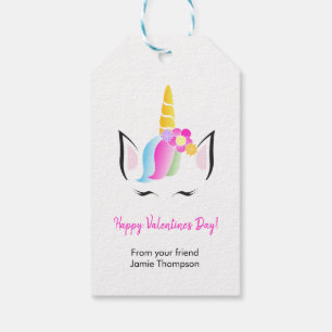 Personalized Cute Unicorn Happy Valentine's Gift Tags