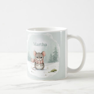 Personalized Cute Watercolor Mouse Winter  Coffee Mug