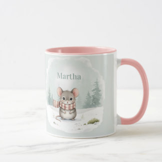 Personalized Cute Watercolor Mouse Winter  Mug