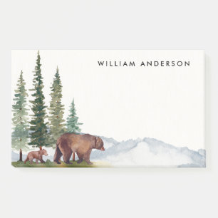 Personalized Cute Watercolor Woodland-Bear  Post-it Notes