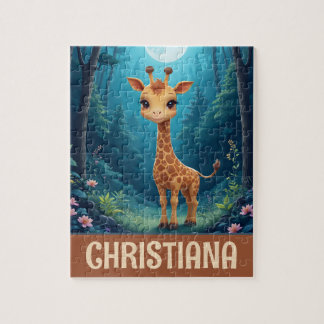 Personalized Cute Whimsical Giraffe Jigsaw Puzzle
