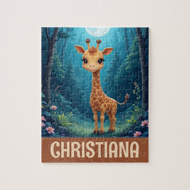 Personalized Cute Whimsical Giraffe Jigsaw Puzzle (Vertical)