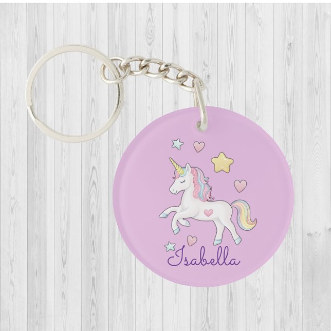 Personalized Cute Whimsical Unicorn Rainbow  Key Ring (Creator Uploaded)