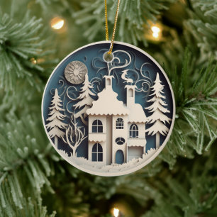 Personalized Cute Winter Christmas Ceramic Ornament